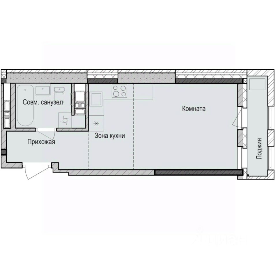 Студия, 29,1 м², 6/23 этаж