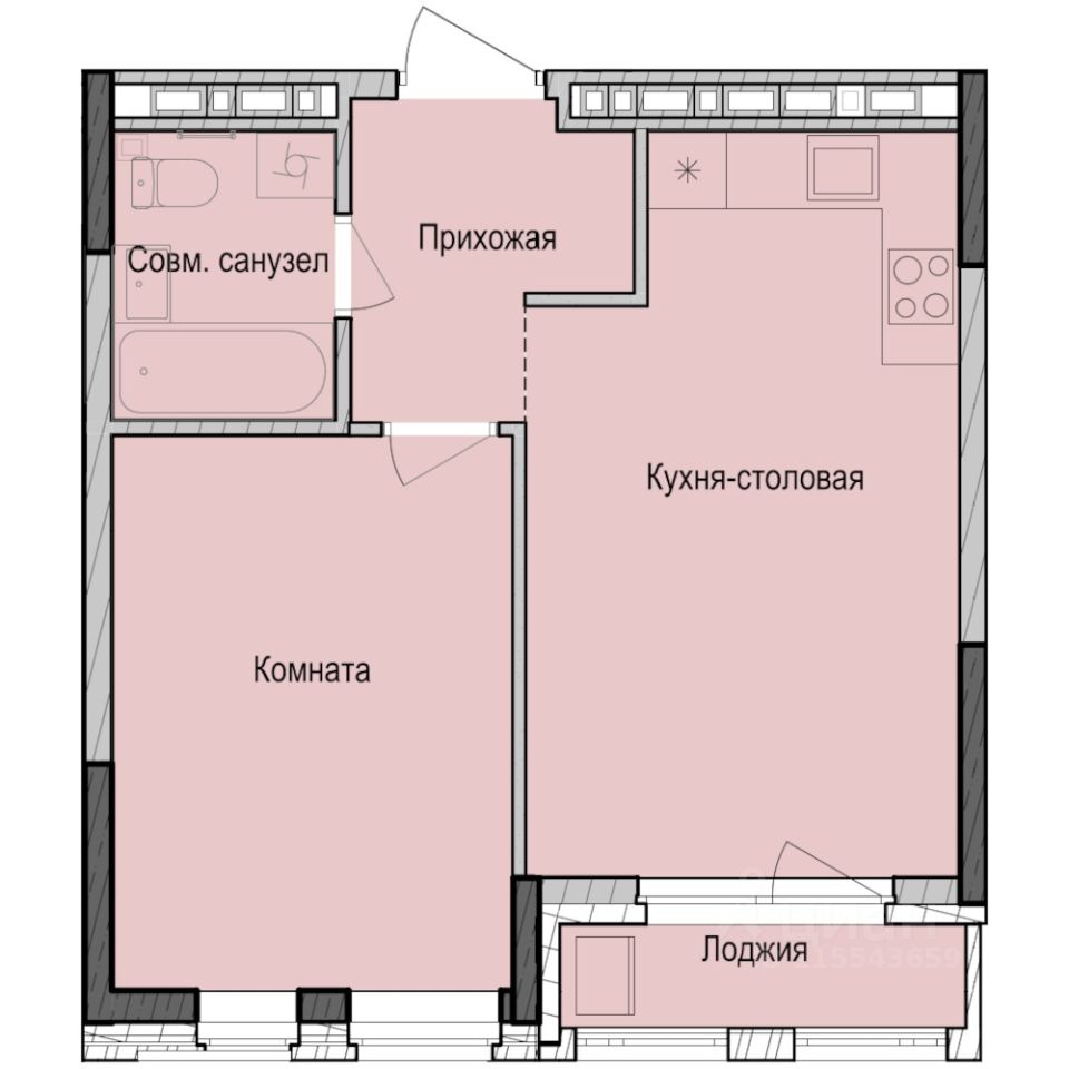 1-комн.кв., 40,8 м², 5/23 этаж