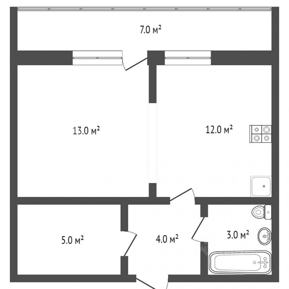 Планировка этой квартиры по данным Циан