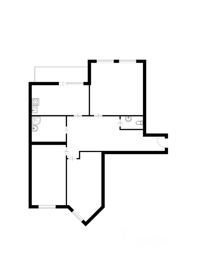 Планировка этой квартиры по данным Циан