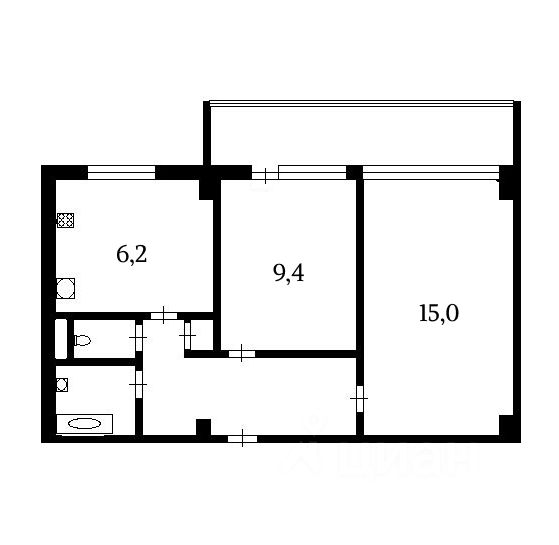 Планировка этой квартиры по данным Циан
