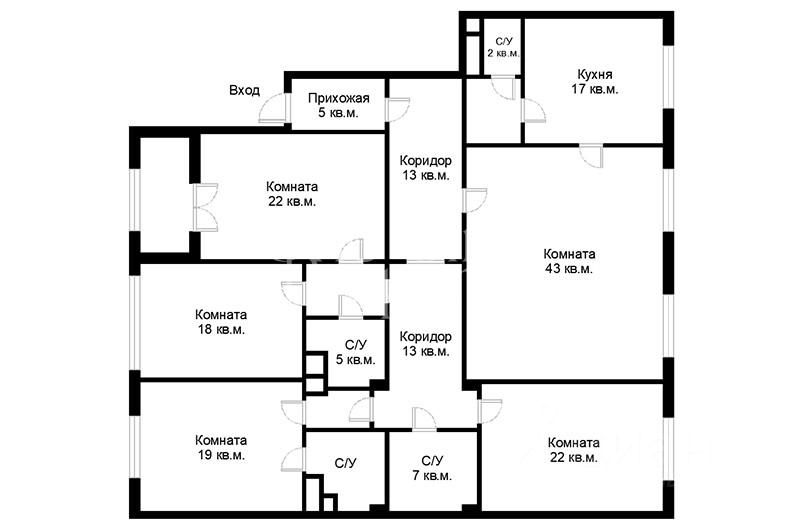 Планировка этой квартиры по данным Циан