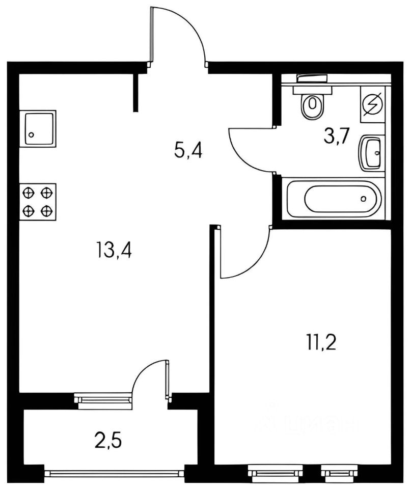 Планировка этой квартиры по данным Циан