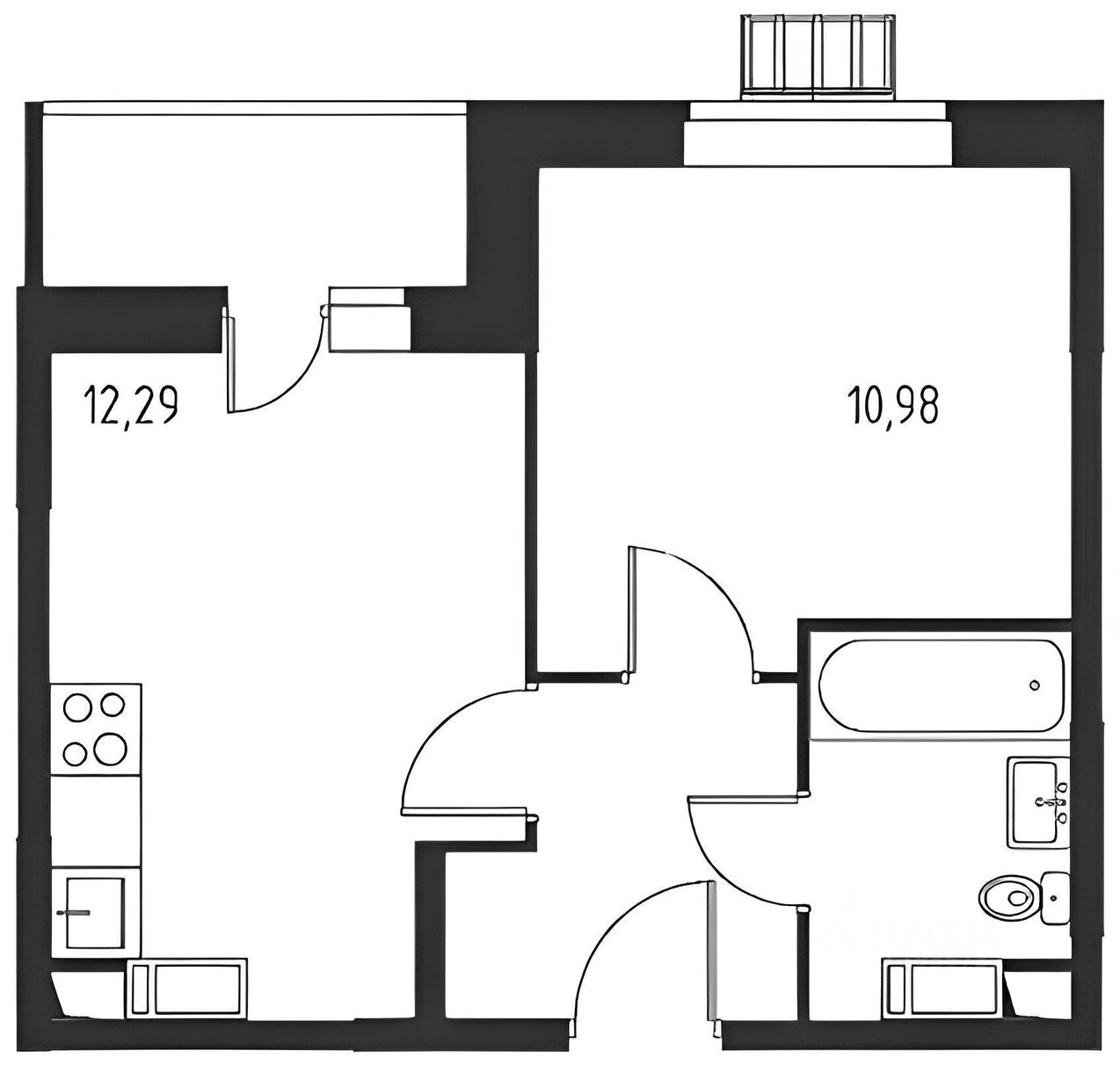 Планировка этой квартиры по данным Циан