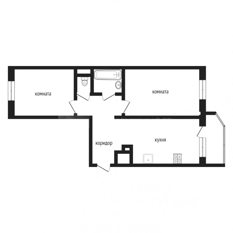 Планировка этой квартиры по данным Циан
