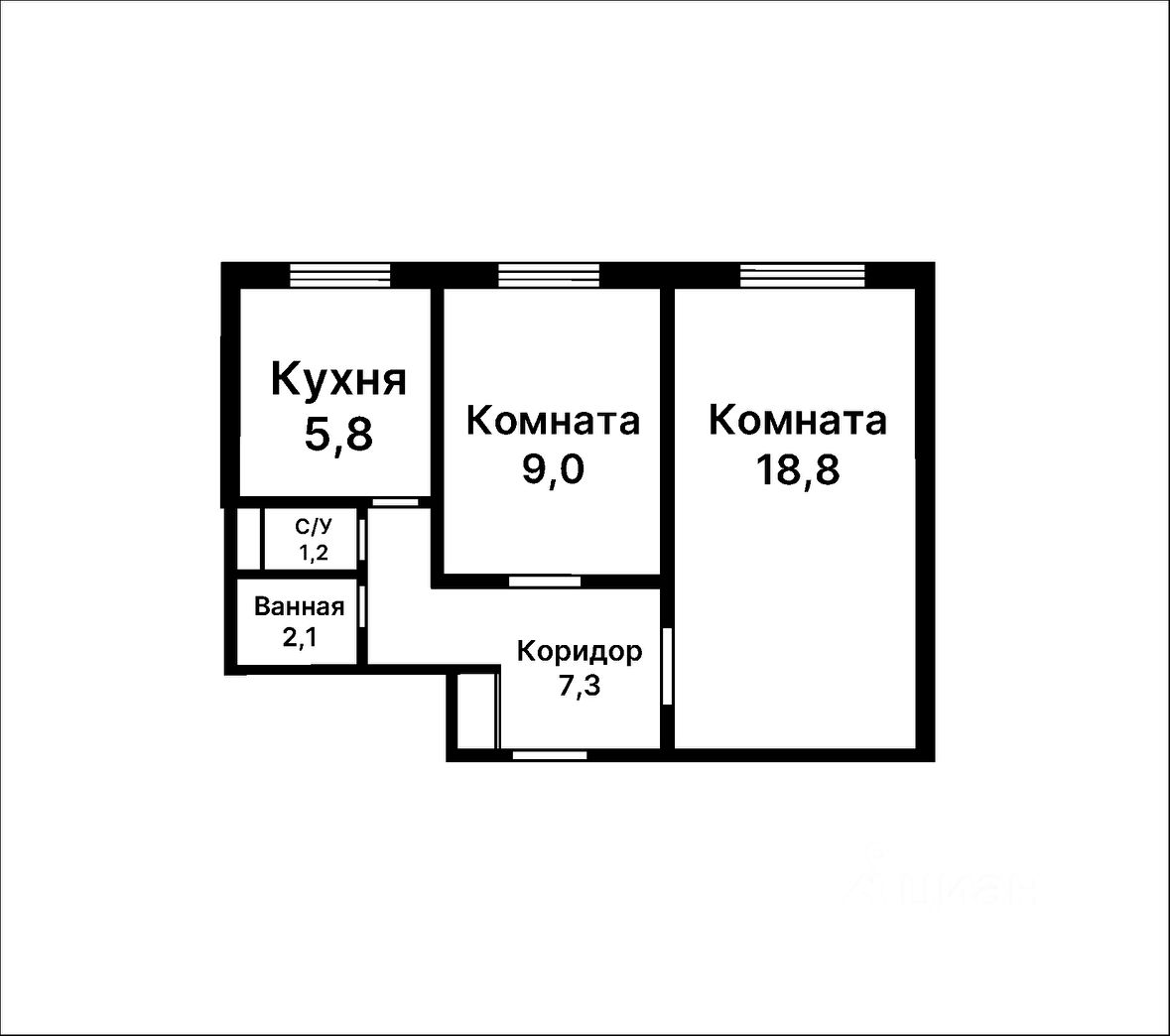 Планировка этой квартиры по данным Циан