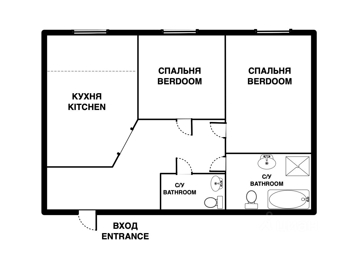 Планировка этой квартиры по данным Циан