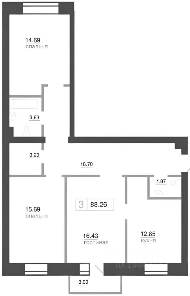 Планировка этой квартиры по данным Циан