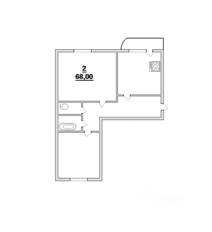 Планировка этой квартиры по данным Циан