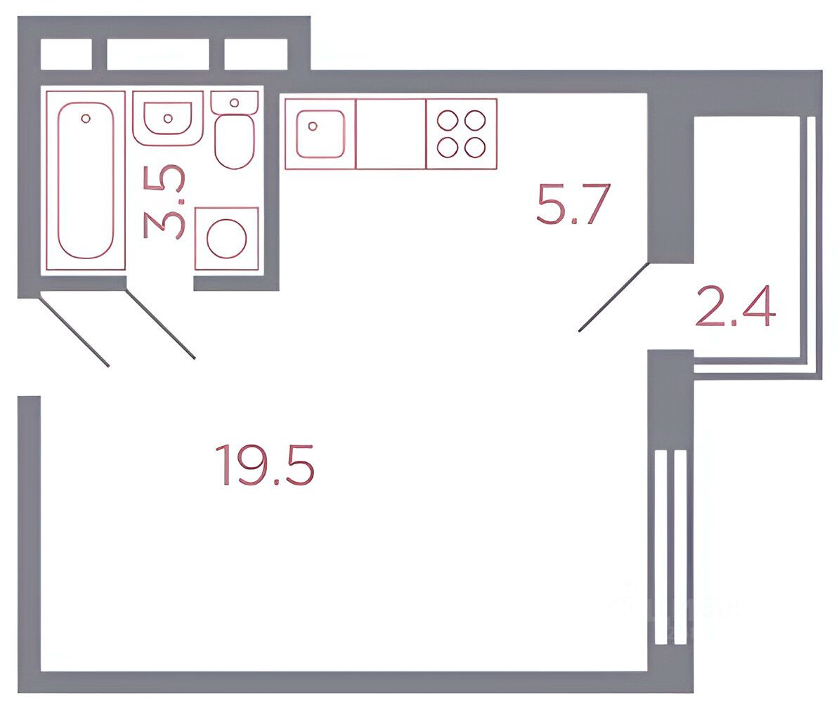 Планировка этой квартиры по данным Циан
