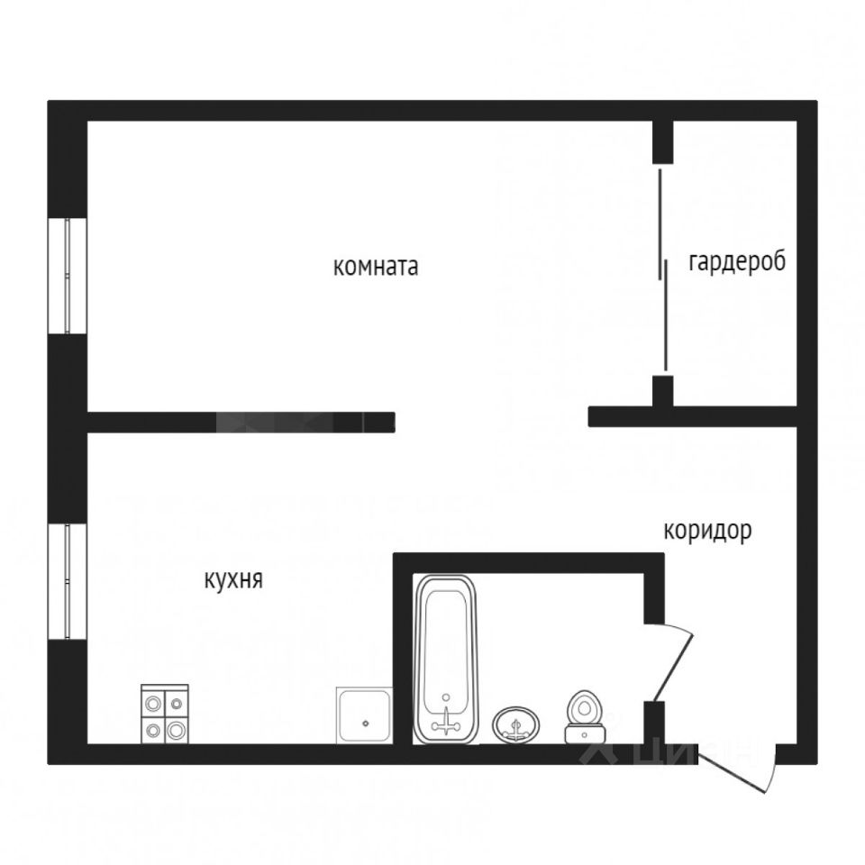 Планировка этой квартиры по данным Циан