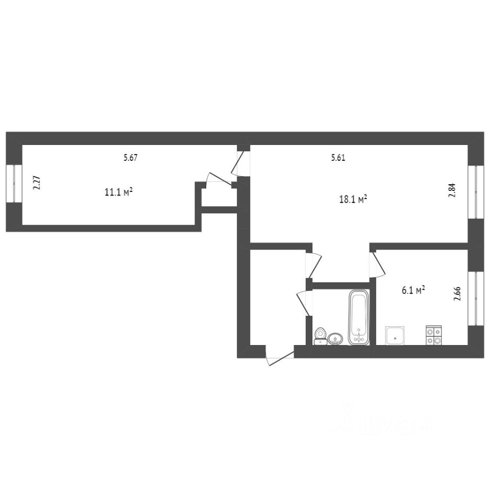 Планировка этой квартиры по данным Циан
