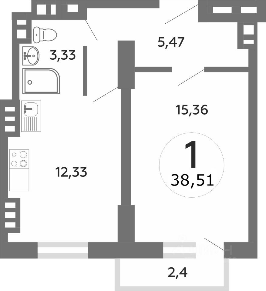 Планировка этой квартиры по данным Циан