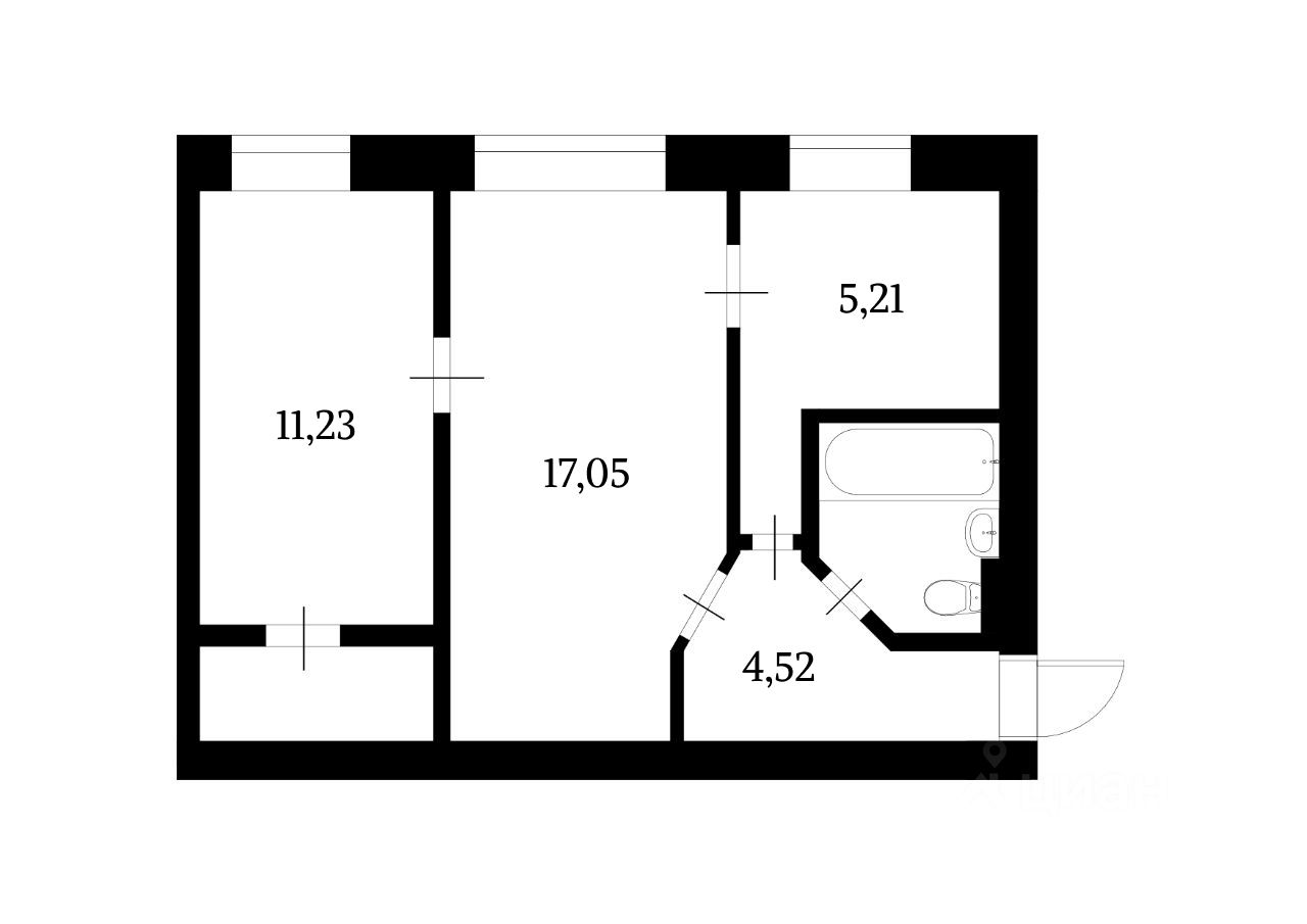 Планировка этой квартиры по данным Циан