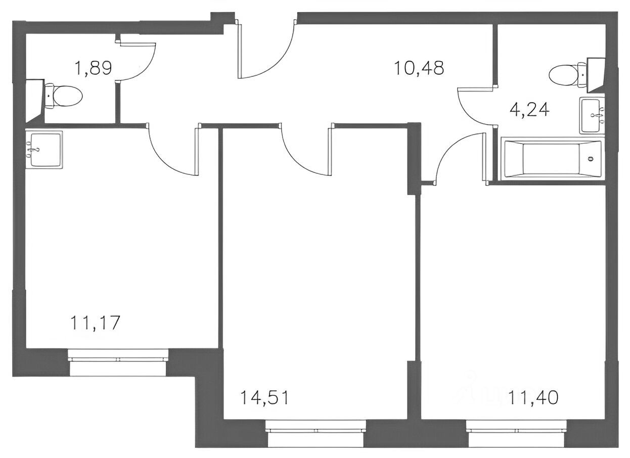 Планировка этой квартиры по данным Циан