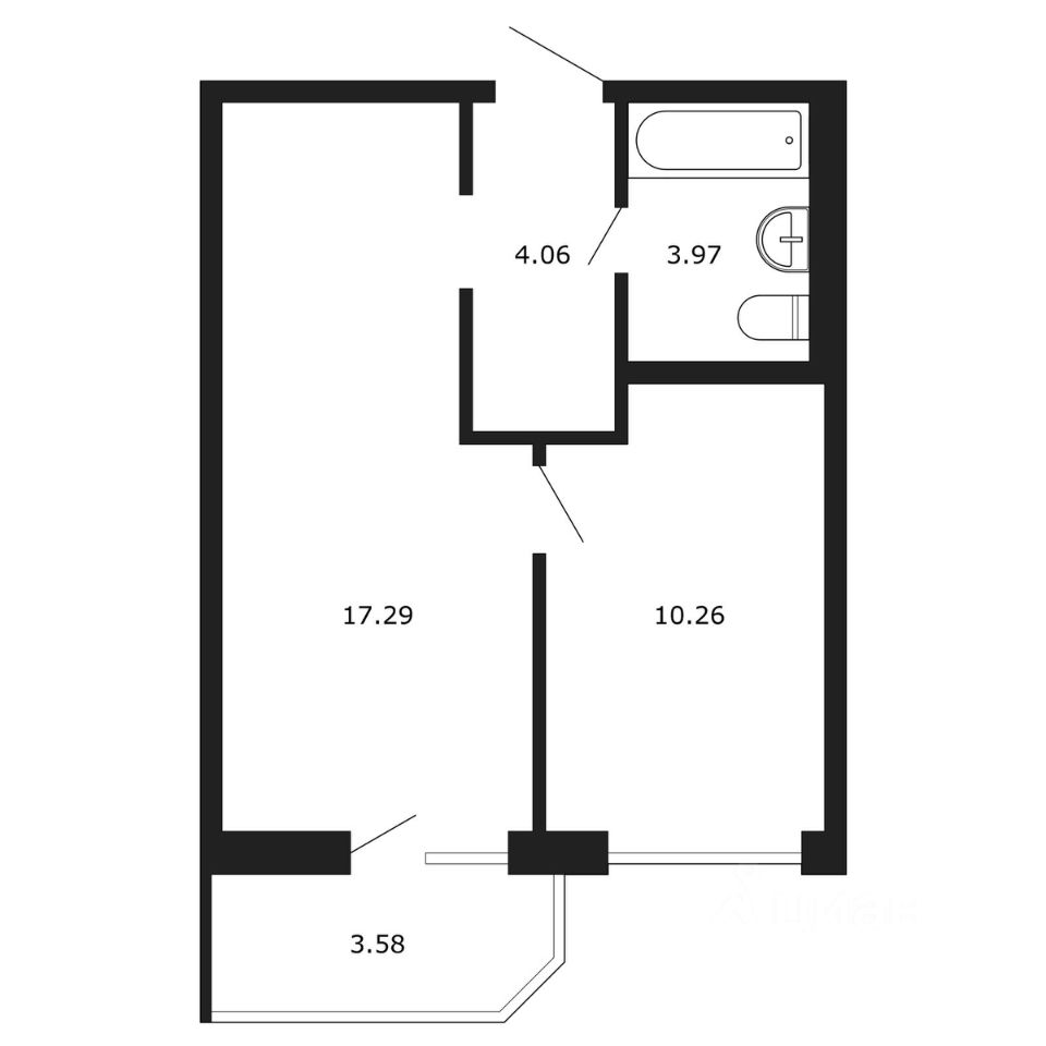 Планировка этой квартиры по данным Циан