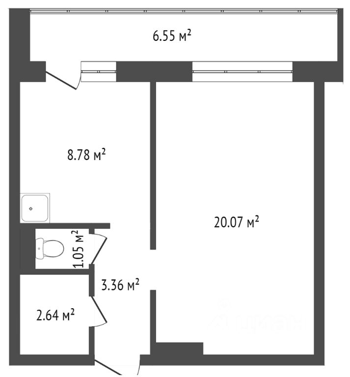Планировка этой квартиры по данным Циан