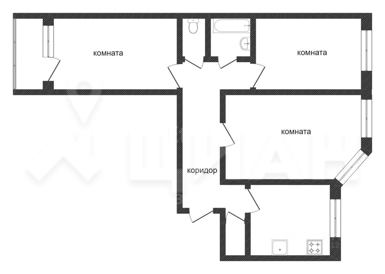 Планировка этой квартиры по данным Циан