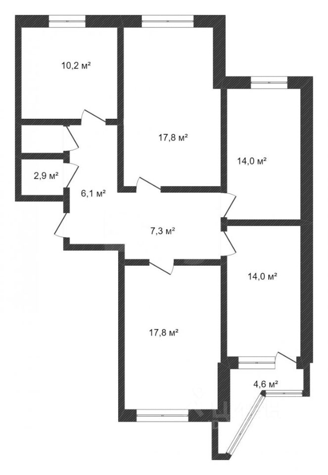 Планировка этой квартиры по данным Циан