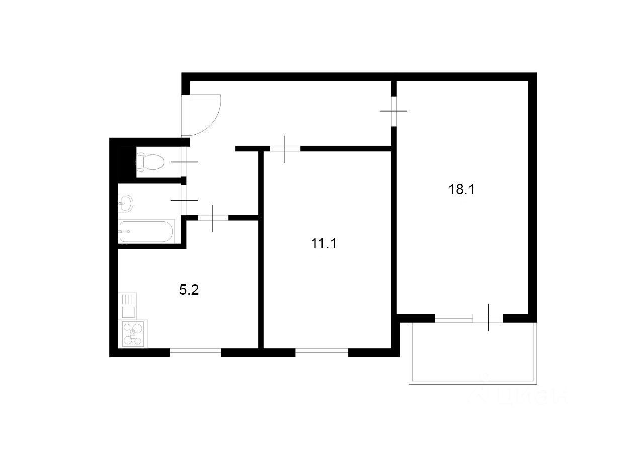 Планировка этой квартиры по данным Циан