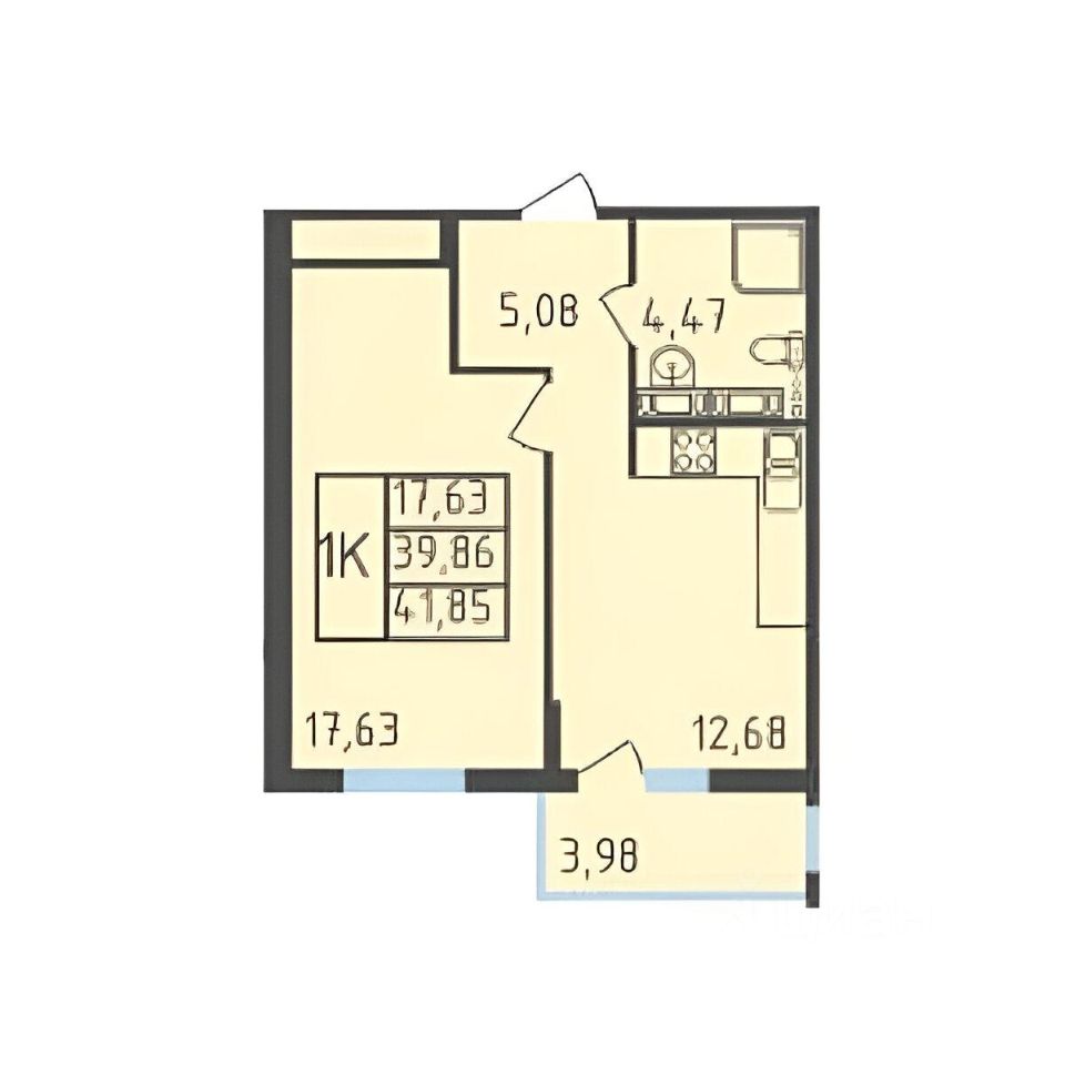 Планировка этой квартиры по данным Циан