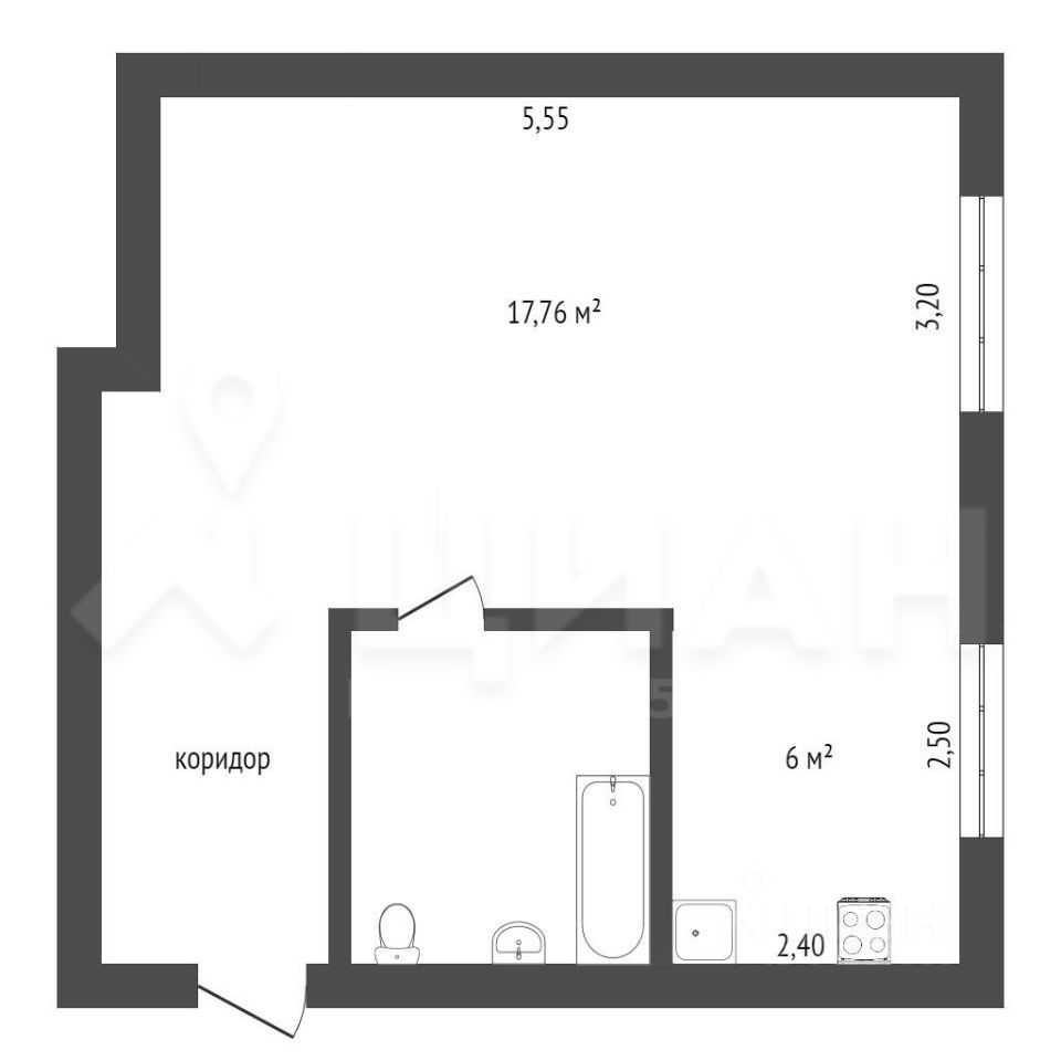 Планировка этой квартиры по данным Циан