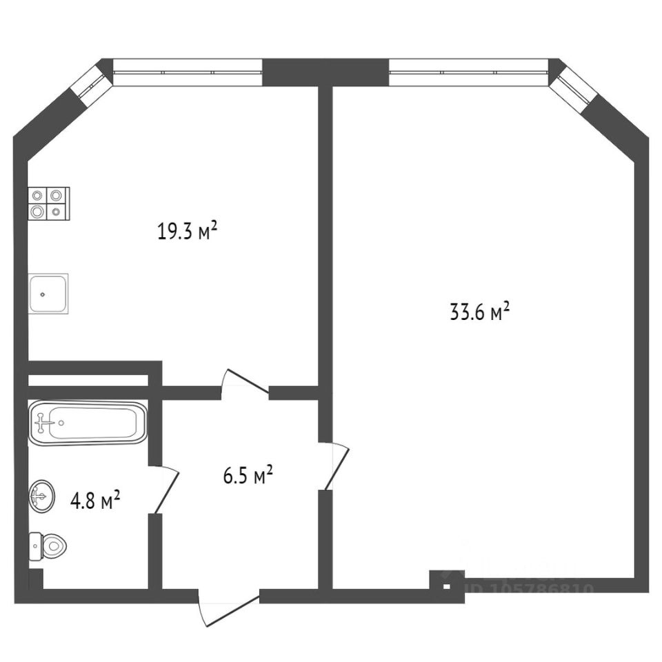 Планировка этой квартиры по данным Циан