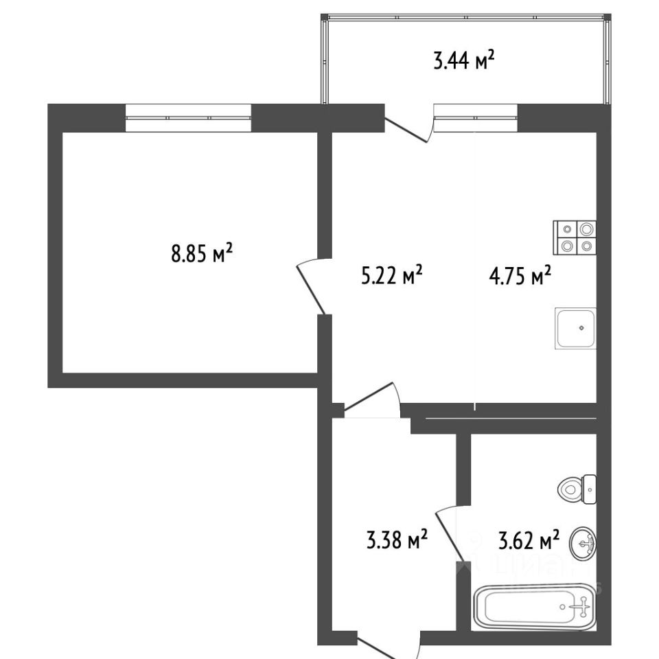 Планировка этой квартиры по данным Циан