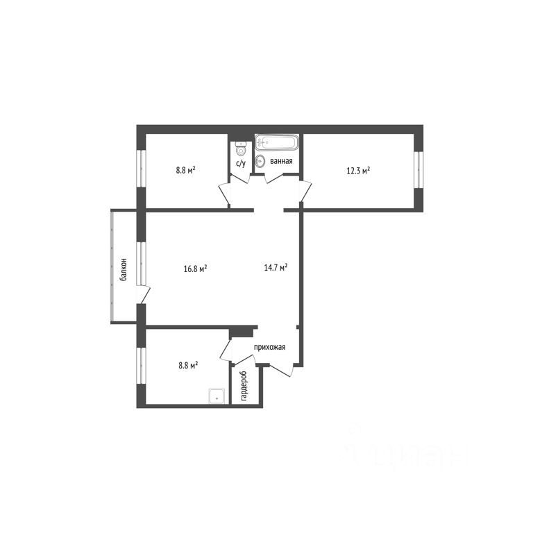 Планировка этой квартиры по данным Циан