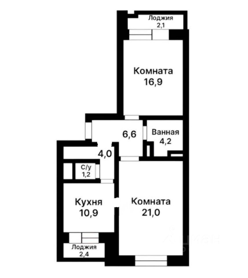 Планировка этой квартиры по данным Циан