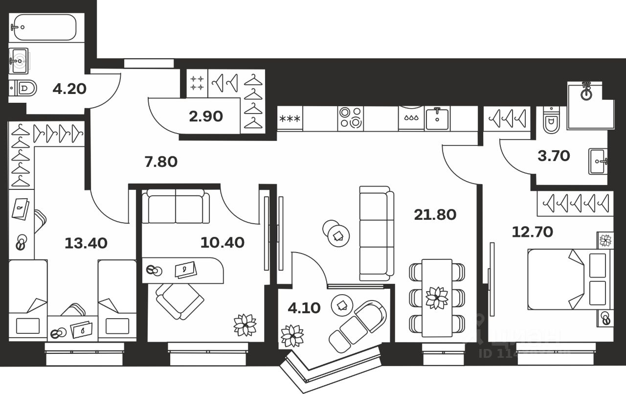 3-комн.кв., 81 м², 5/24 этаж