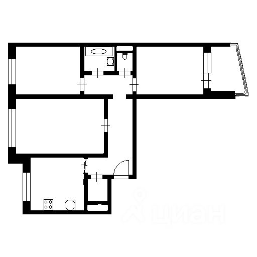 Планировка этой квартиры по данным Циан