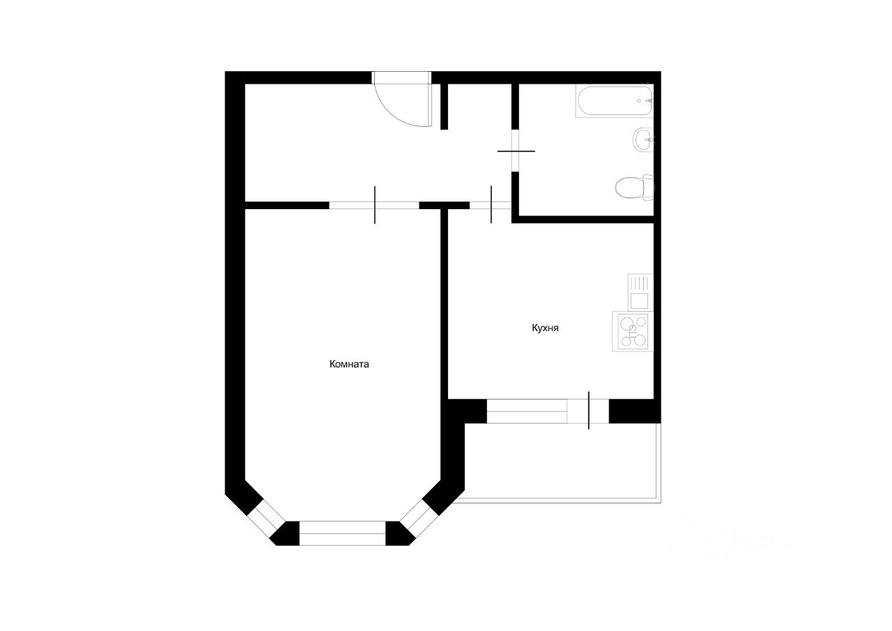 Планировка этой квартиры по данным Циан