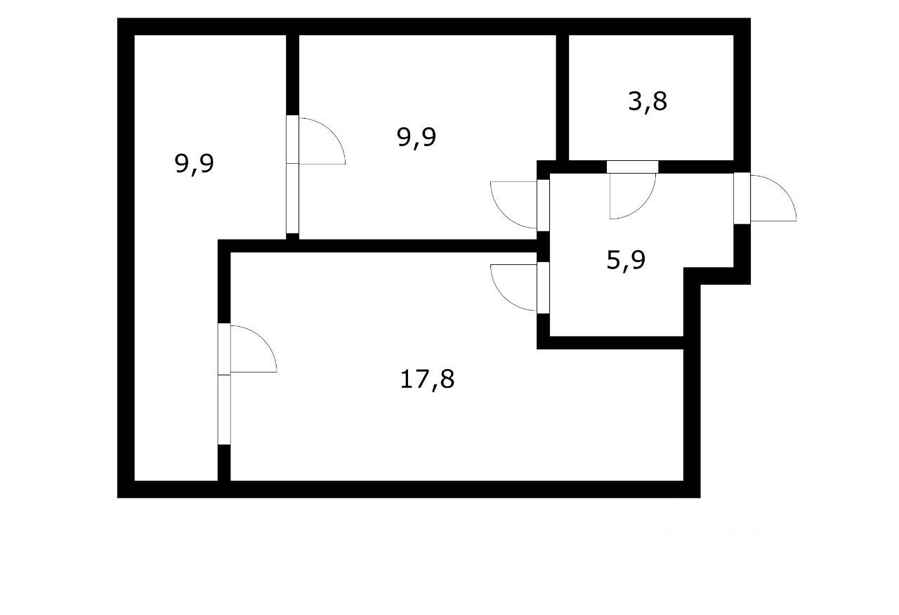 Планировка этой квартиры по данным Циан