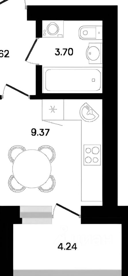 Планировка этой квартиры по данным Циан