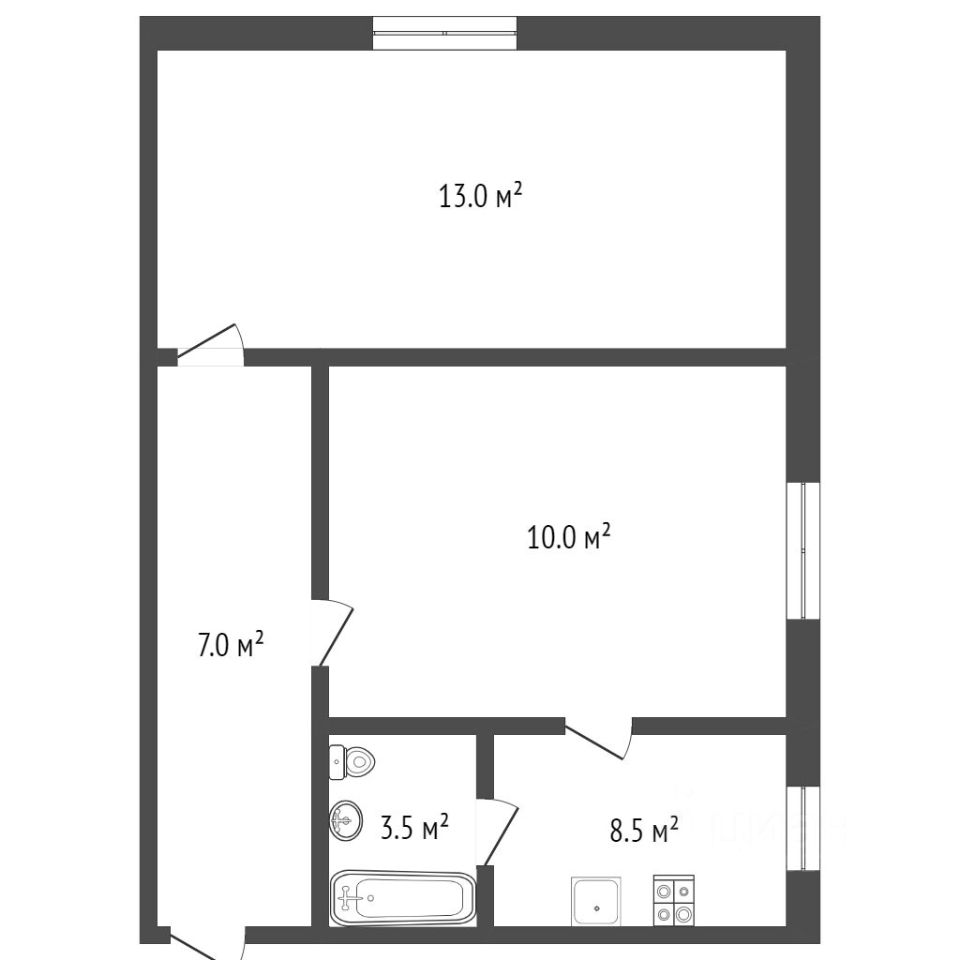 Планировка этой квартиры по данным Циан