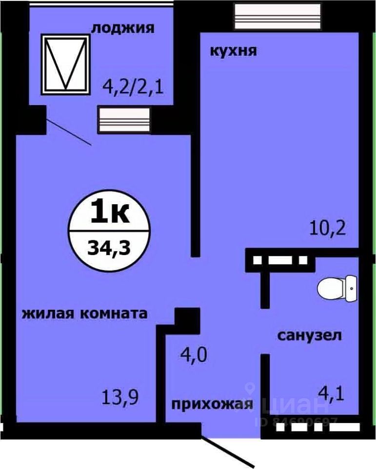 1-комн.кв., 33,6 м², 19/19 этаж