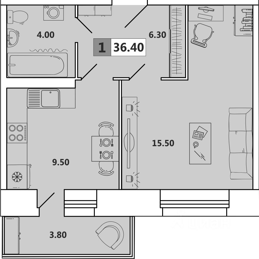 Планировка этой квартиры по данным Циан