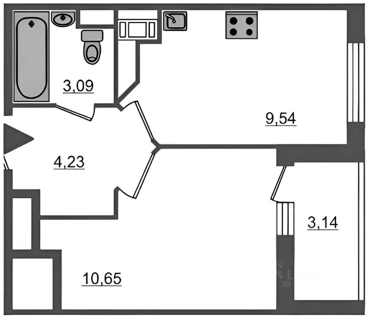 Планировка этой квартиры по данным Циан