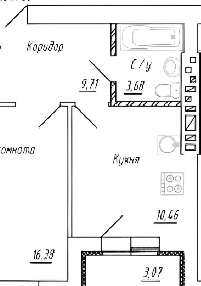 Планировка этой квартиры по данным Циан