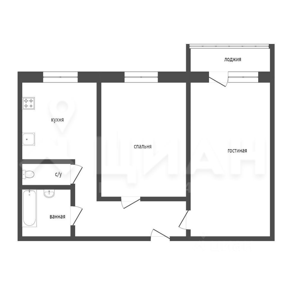 Планировка этой квартиры по данным Циан