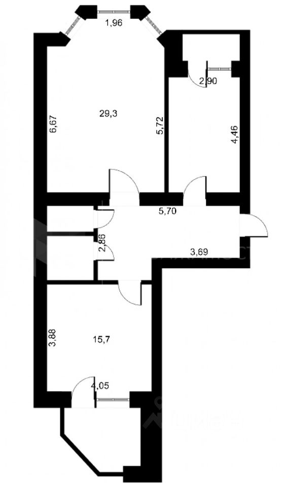 Планировка этой квартиры по данным Циан