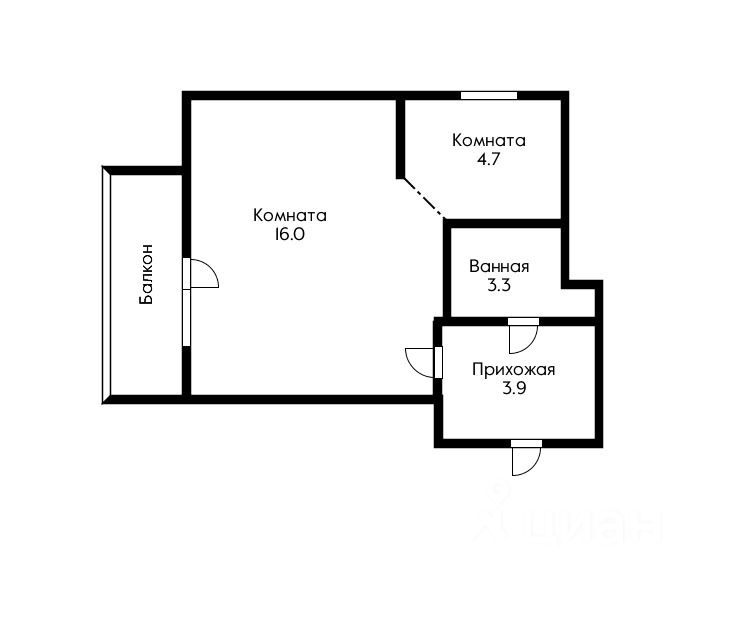 Планировка этой квартиры по данным Циан