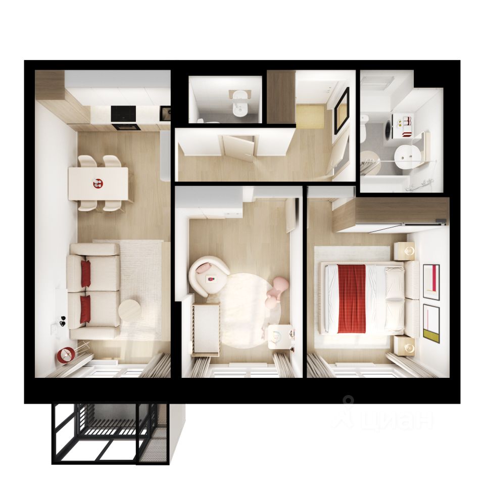 2-комн.кв., 52,4 м², 4/25 этаж