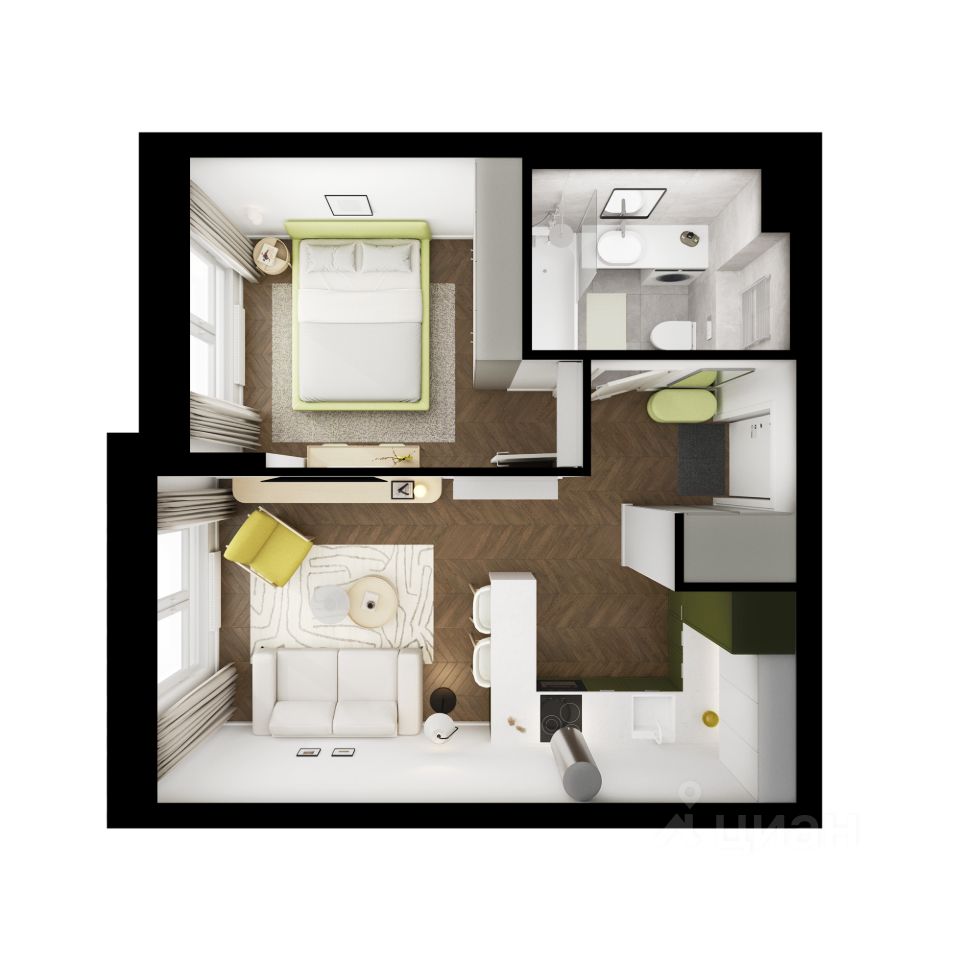 1-комн.кв., 34,8 м², 3/17 этаж