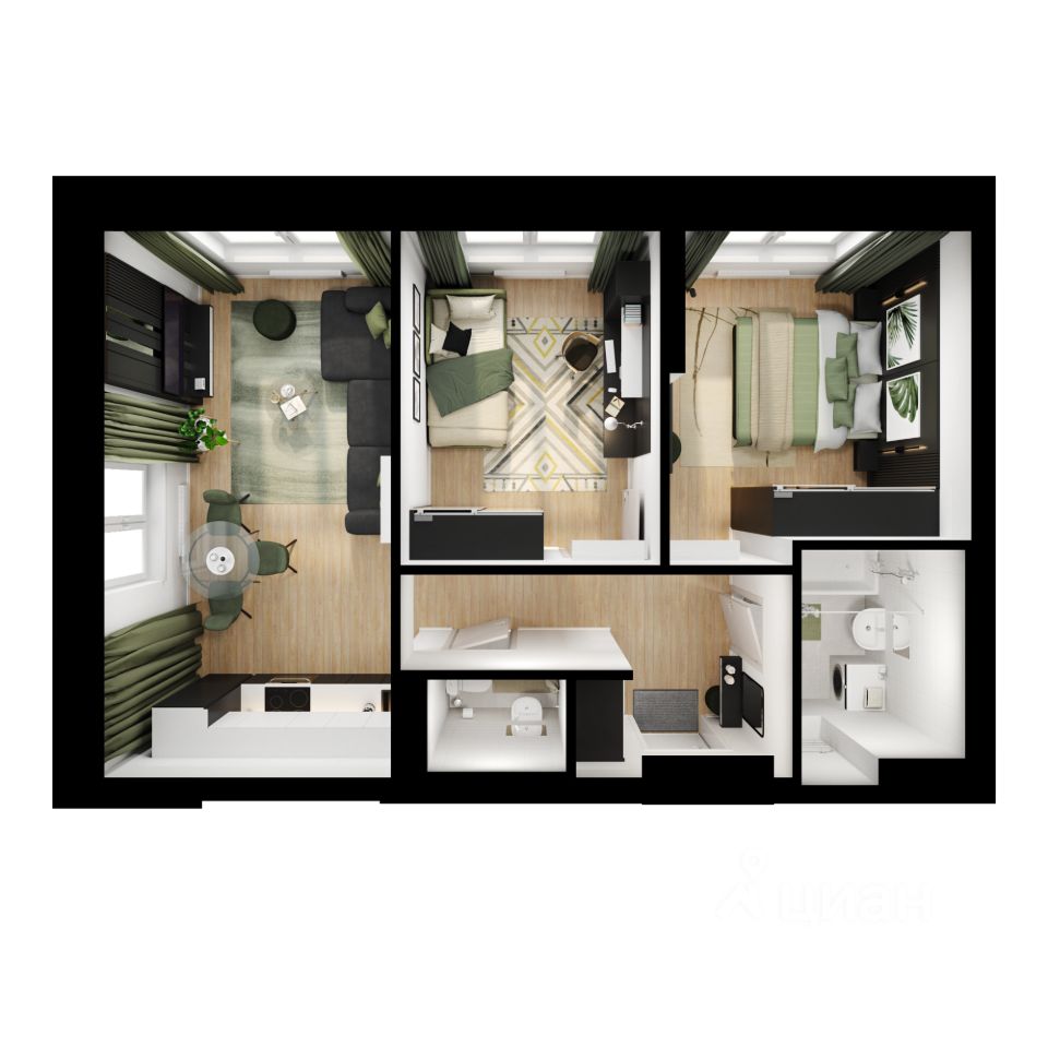 2-комн.кв., 52,1 м², 1/15 этаж