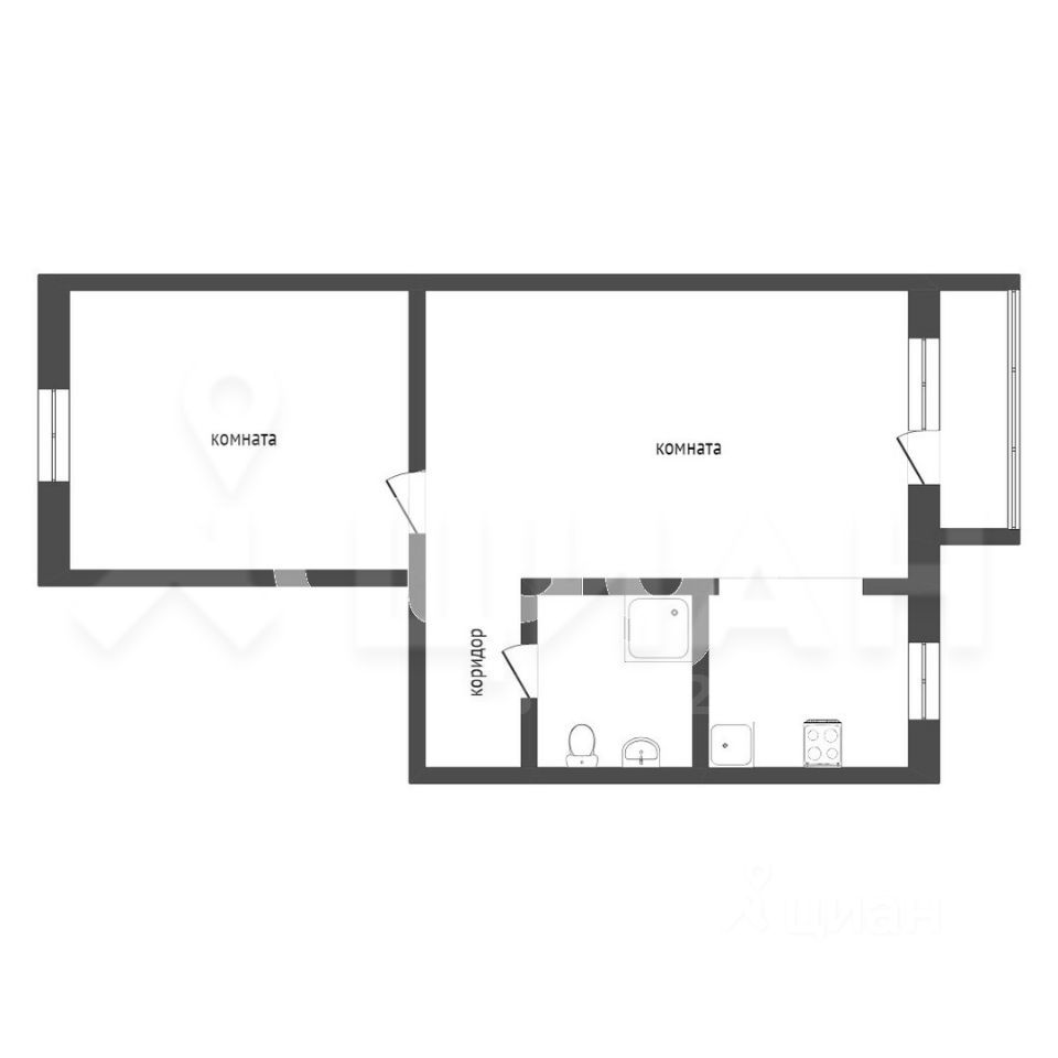 Планировка этой квартиры по данным Циан