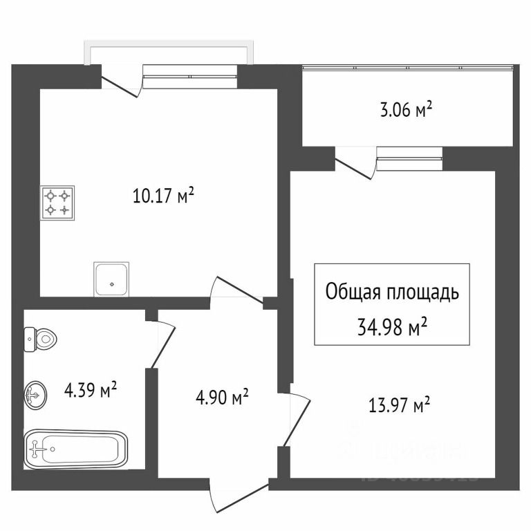 Планировка этой квартиры по данным Циан