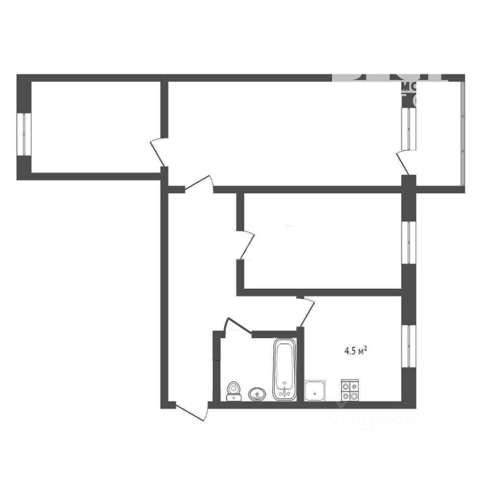 Планировка этой квартиры по данным Циан
