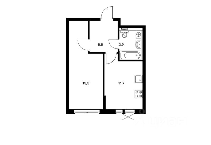 Планировка этой квартиры по данным Циан